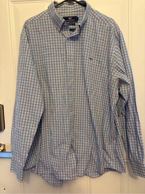 Vineyard Vines Other - Vineyard Vines Light Blue & White Plaid Button-Down Slim Fit Whale Shirt XXL